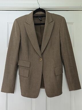 DKNY Brown Interior-Lined Wool Blend Jacket